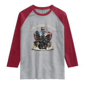 Fireman 250 Years of America Raglan Shirt Faith Freedom Firefighter American Flag Cross TS14 Heather Gray Heather Red Print Your Wear