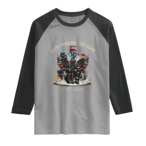 Fireman 250 Years of America Raglan Shirt Faith Freedom Firefighter American Flag Cross TS14 Sport Gray Black Print Your Wear