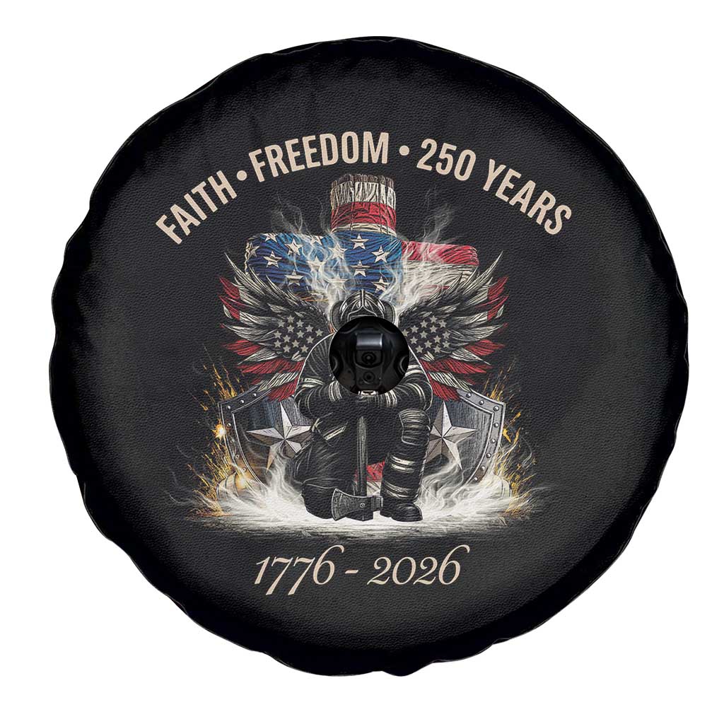 Fireman 250 Years of America Spare Tire Cover Faith Freedom Firefighter American Flag Cross TS14 Print Your Wear