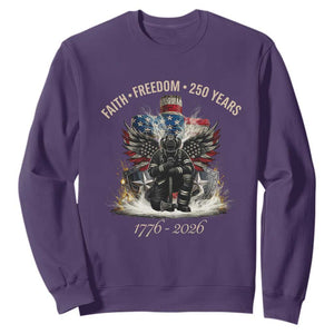 Fireman 250 Years of America Sweatshirt Faith Freedom Firefighter American Flag Cross TS14 Purple Print Your Wear