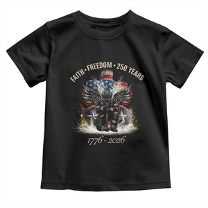 Fireman 250 Years of America Toddler T Shirt Faith Freedom Firefighter American Flag Cross TS14 Black Print Your Wear