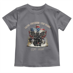 Fireman 250 Years of America Toddler T Shirt Faith Freedom Firefighter American Flag Cross TS14 Charcoal Print Your Wear
