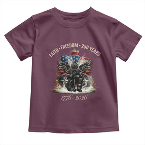 Fireman 250 Years of America Toddler T Shirt Faith Freedom Firefighter American Flag Cross TS14 Maroon Print Your Wear