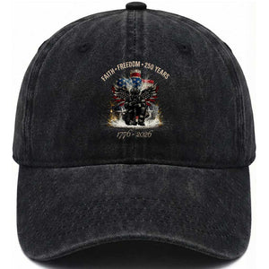 Fireman 250 Years of America Washed Cotton Baseball Cap Faith Freedom Firefighter American Flag Cross TS14 Print Your Wear