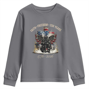 Fireman 250 Years of America Youth Sweatshirt Faith Freedom Firefighter American Flag Cross TS14 Charcoal Print Your Wear