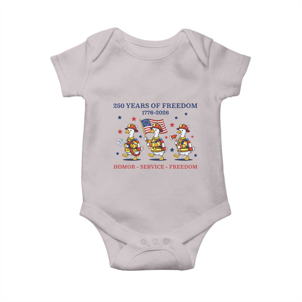 Fireman 250 Years of America Baby Onesie Silly Goose Firefighter Honor Service Freedom TS14 Ice Gray Print Your Wear