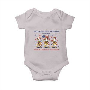 Fireman 250 Years of America Baby Onesie Silly Goose Firefighter Honor Service Freedom TS14 Ice Gray Print Your Wear