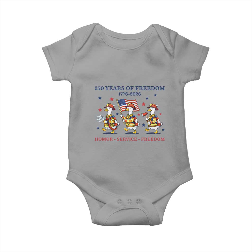 Fireman 250 Years of America Baby Onesie Silly Goose Firefighter Honor Service Freedom TS14 Sport Gray Print Your Wear