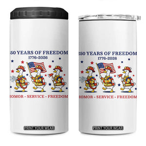 Fireman 250 Years of America 4 in 1 Can Cooler Tumbler Silly Goose Firefighter Honor Service Freedom TS14 One Size: 16 oz White Print Your Wear