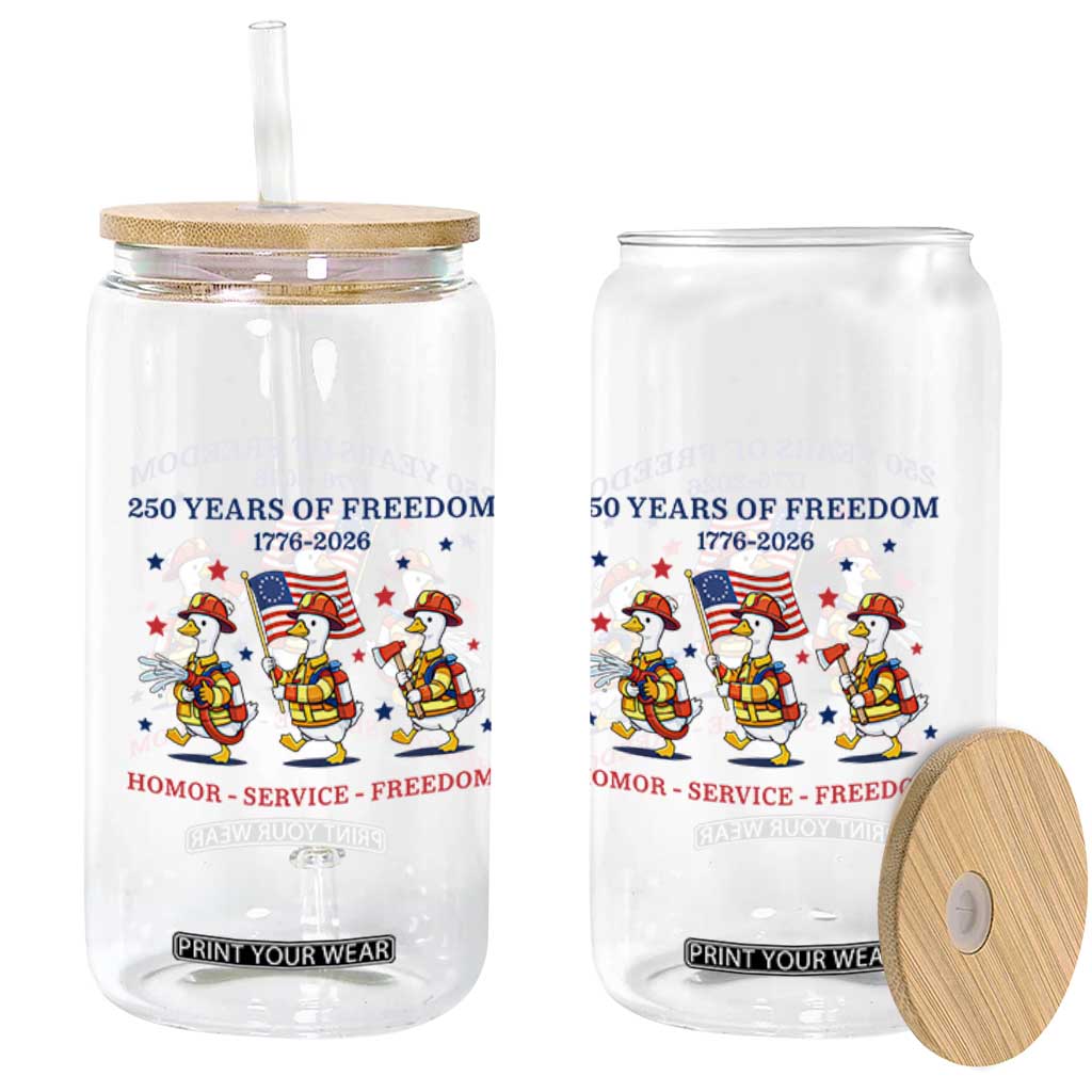 Fireman 250 Years of America Glass Can Silly Goose Firefighter Honor Service Freedom TS14 Print Your Wear