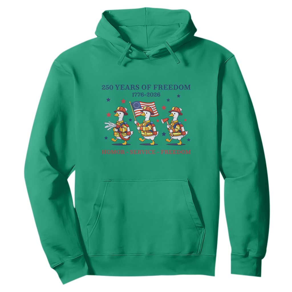 Fireman 250 Years of America Hoodie Silly Goose Firefighter Honor Service Freedom TS14 Irish Green Print Your Wear