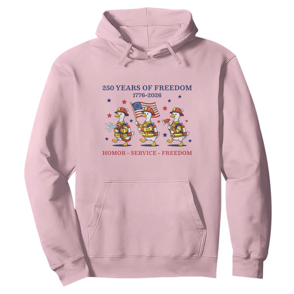 Fireman 250 Years of America Hoodie Silly Goose Firefighter Honor Service Freedom TS14 Light Pink Print Your Wear