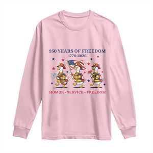 Fireman 250 Years of America Long Sleeve Shirt Silly Goose Firefighter Honor Service Freedom TS14 Light Pink Print Your Wear