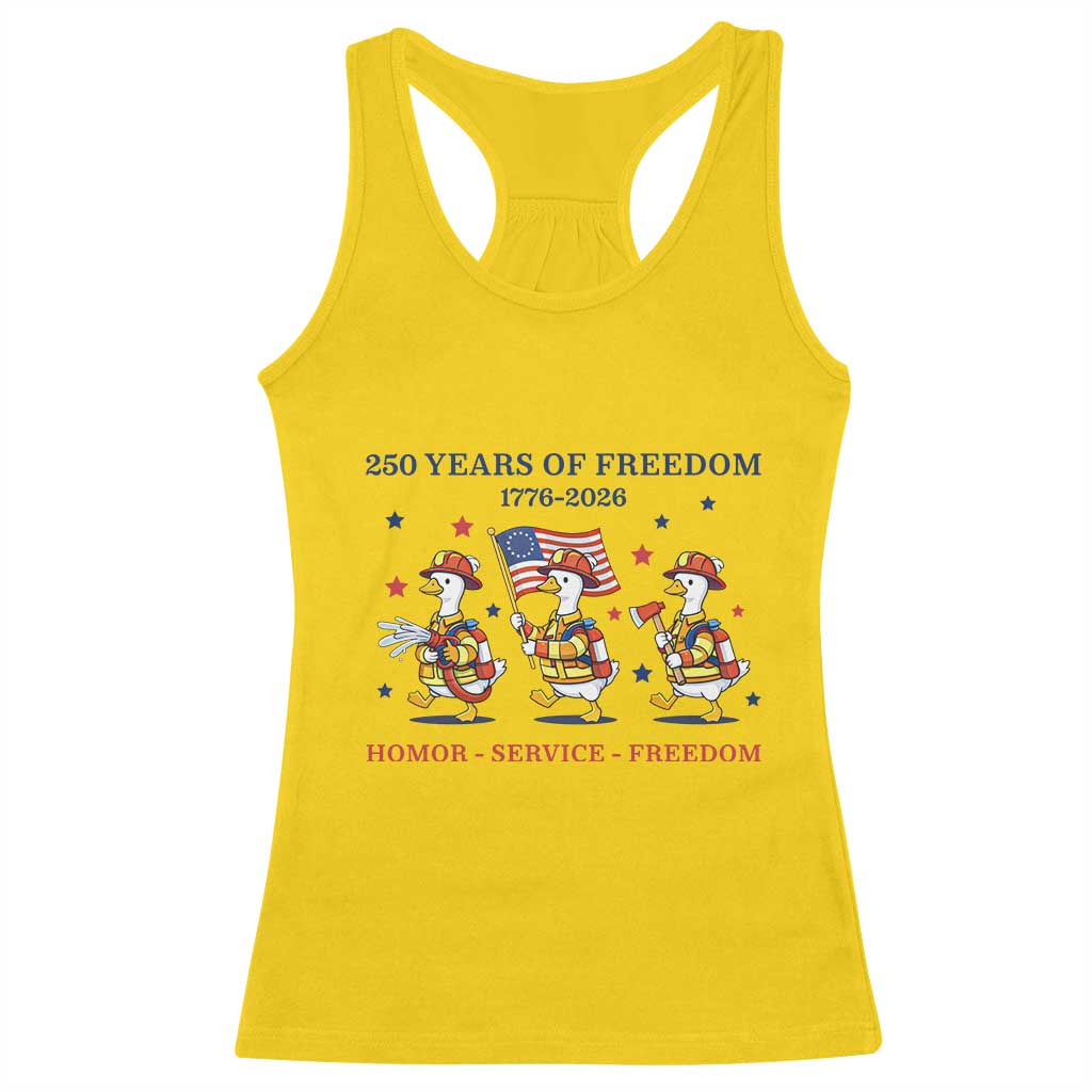 Fireman 250 Years of America Racerback Tank Top Silly Goose Firefighter Honor Service Freedom TS14 Daisy Print Your Wear