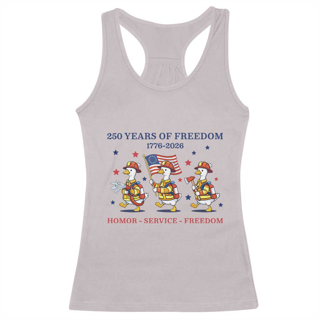 Fireman 250 Years of America Racerback Tank Top Silly Goose Firefighter Honor Service Freedom TS14 Ice Gray Print Your Wear