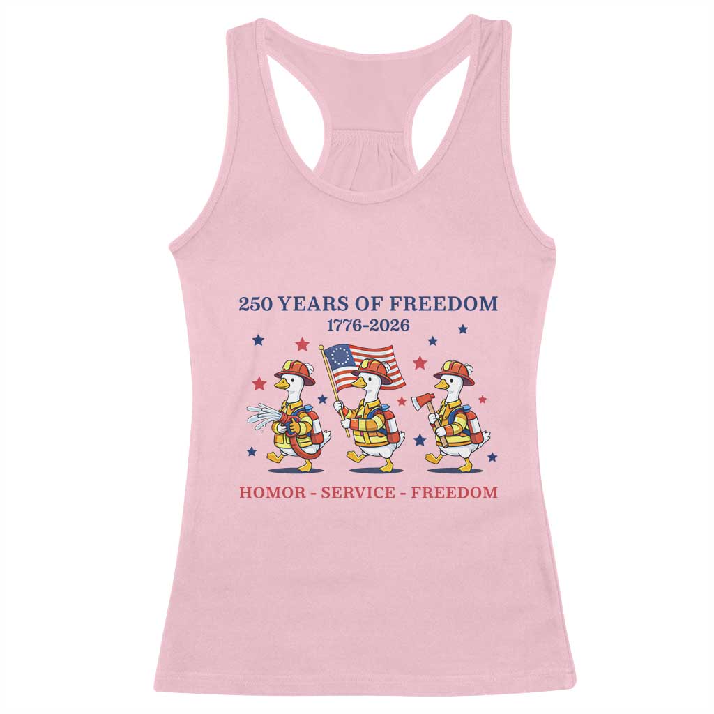 Fireman 250 Years of America Racerback Tank Top Silly Goose Firefighter Honor Service Freedom TS14 Light Pink Print Your Wear