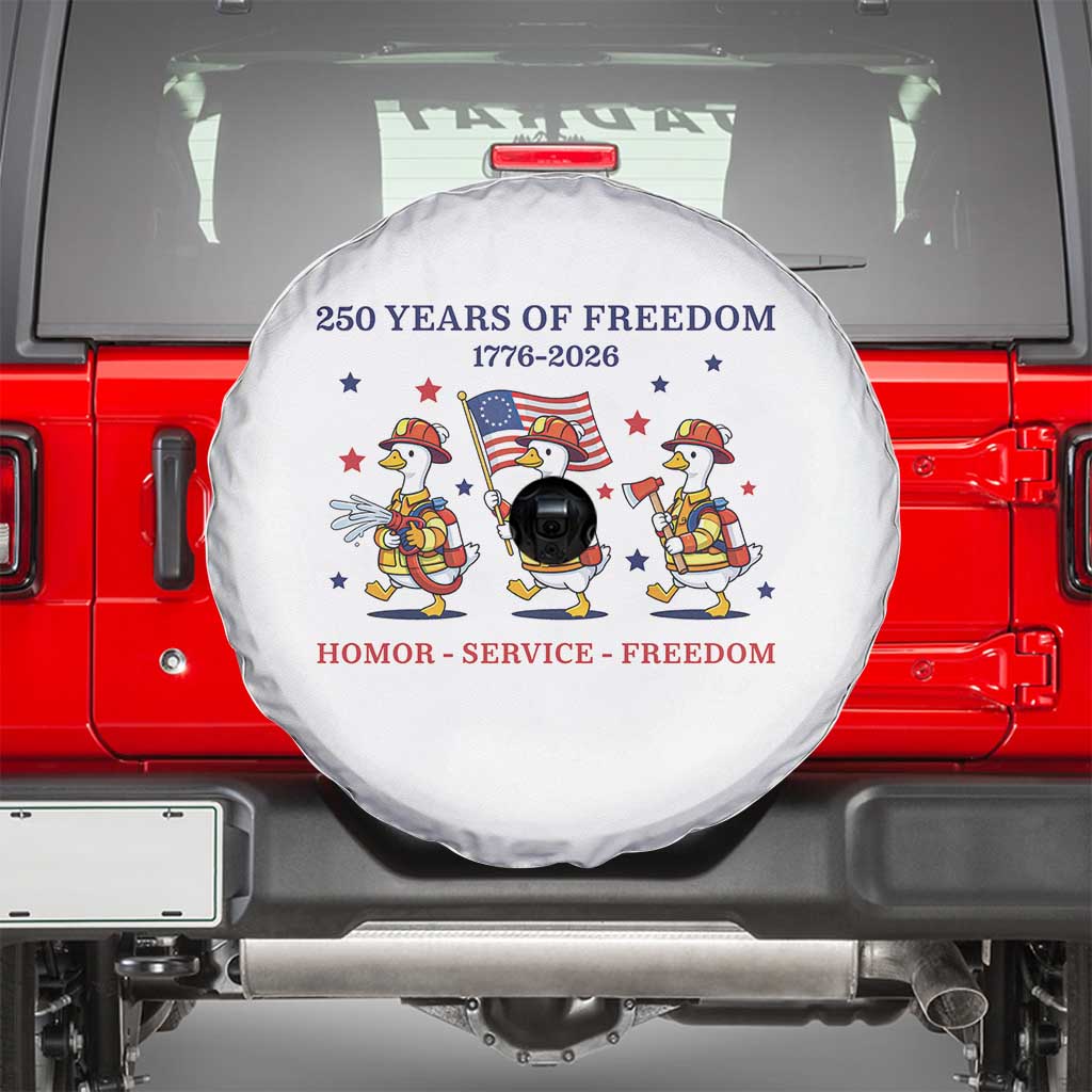 Fireman 250 Years of America Spare Tire Cover Silly Goose Firefighter Honor Service Freedom TS14 White Print Your Wear
