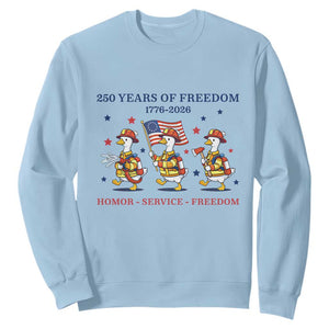 Fireman 250 Years of America Sweatshirt Silly Goose Firefighter Honor Service Freedom TS14 Light Blue Print Your Wear