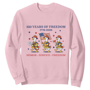 Fireman 250 Years of America Sweatshirt Silly Goose Firefighter Honor Service Freedom TS14 Light Pink Print Your Wear