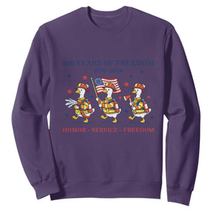 Fireman 250 Years of America Sweatshirt Silly Goose Firefighter Honor Service Freedom TS14 Purple Print Your Wear