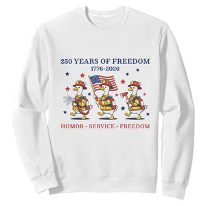 Fireman 250 Years of America Sweatshirt Silly Goose Firefighter Honor Service Freedom TS14 White Print Your Wear