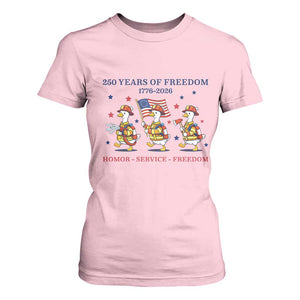 Fireman 250 Years of America T Shirt For Women Silly Goose Firefighter Honor Service Freedom TS14 Light Pink Print Your Wear