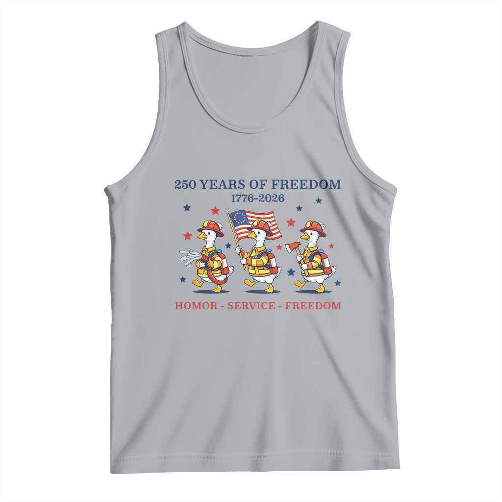 Fireman 250 Years of America Tank Top Silly Goose Firefighter Honor Service Freedom TS14 Athletic Heather Print Your Wear
