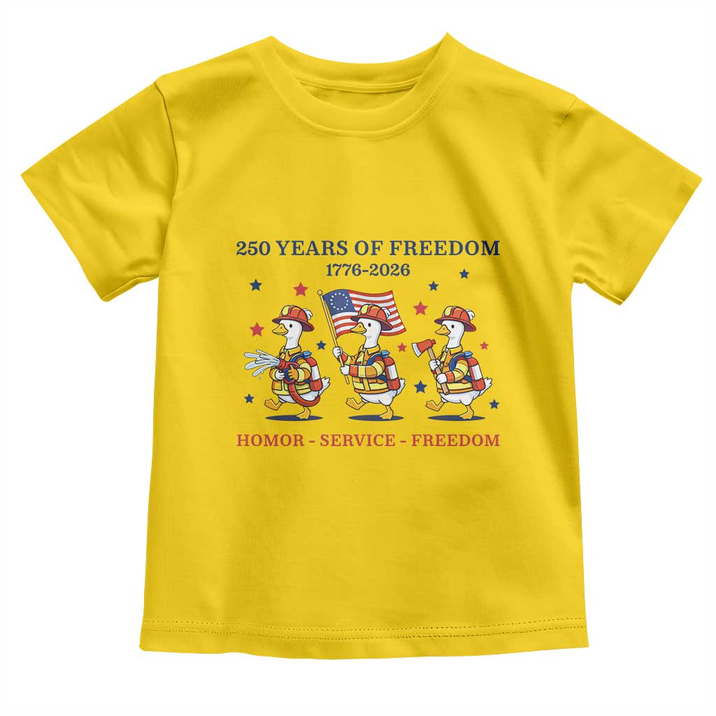 Fireman 250 Years of America Toddler T Shirt Silly Goose Firefighter Honor Service Freedom TS14 Daisy Print Your Wear