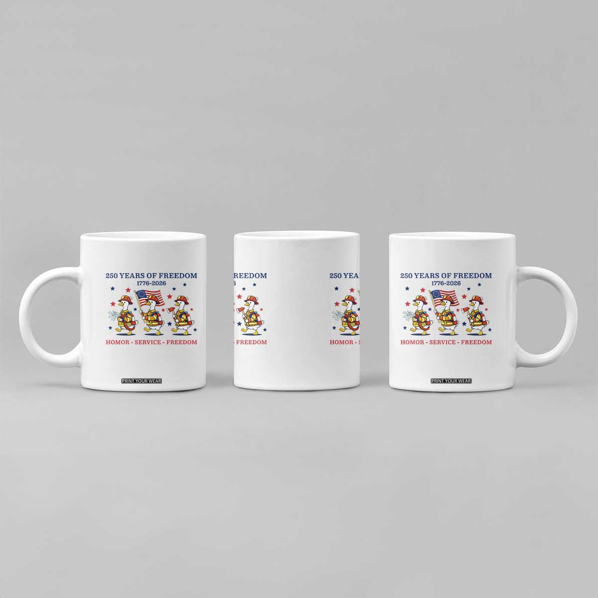 Fireman 250 Years of America Coffee Mug Silly Goose Firefighter Honor Service Freedom TS14 Print Your Wear