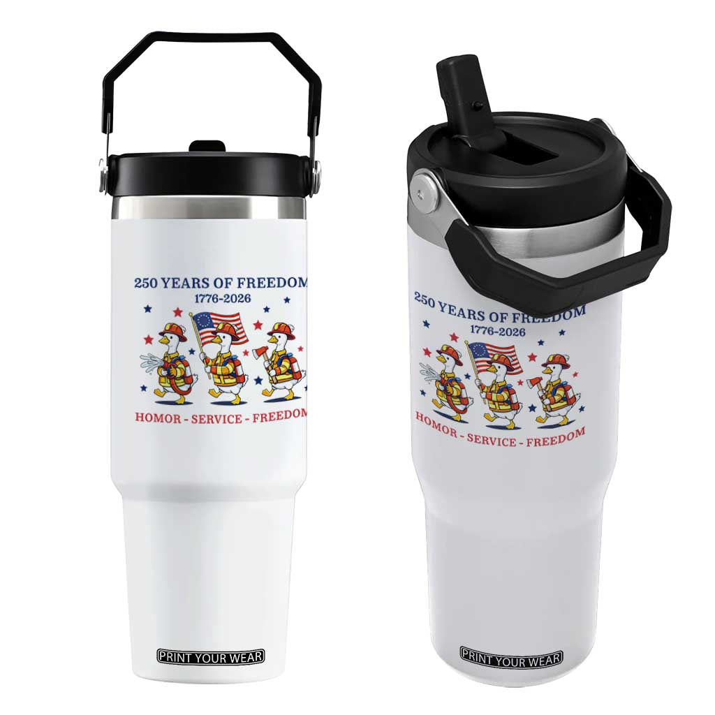 Fireman 250 Years of America Flip Straw Tumbler Silly Goose Firefighter Honor Service Freedom TS14 One Size: 30 oz White Print Your Wear