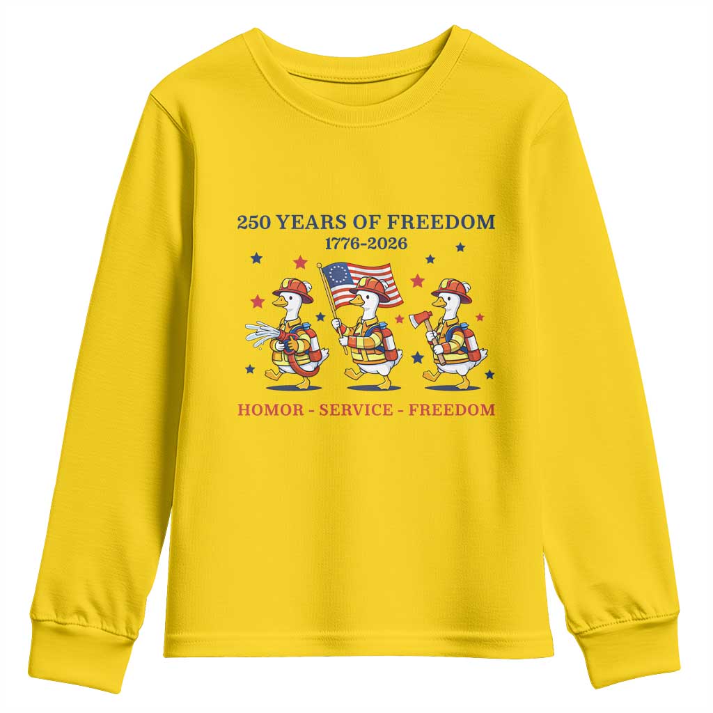 Fireman 250 Years of America Youth Sweatshirt Silly Goose Firefighter Honor Service Freedom TS14 Daisy Print Your Wear