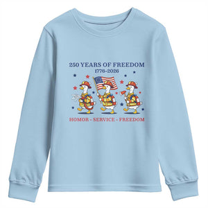 Fireman 250 Years of America Youth Sweatshirt Silly Goose Firefighter Honor Service Freedom TS14 Light Blue Print Your Wear