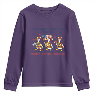 Fireman 250 Years of America Youth Sweatshirt Silly Goose Firefighter Honor Service Freedom TS14 Purple Print Your Wear