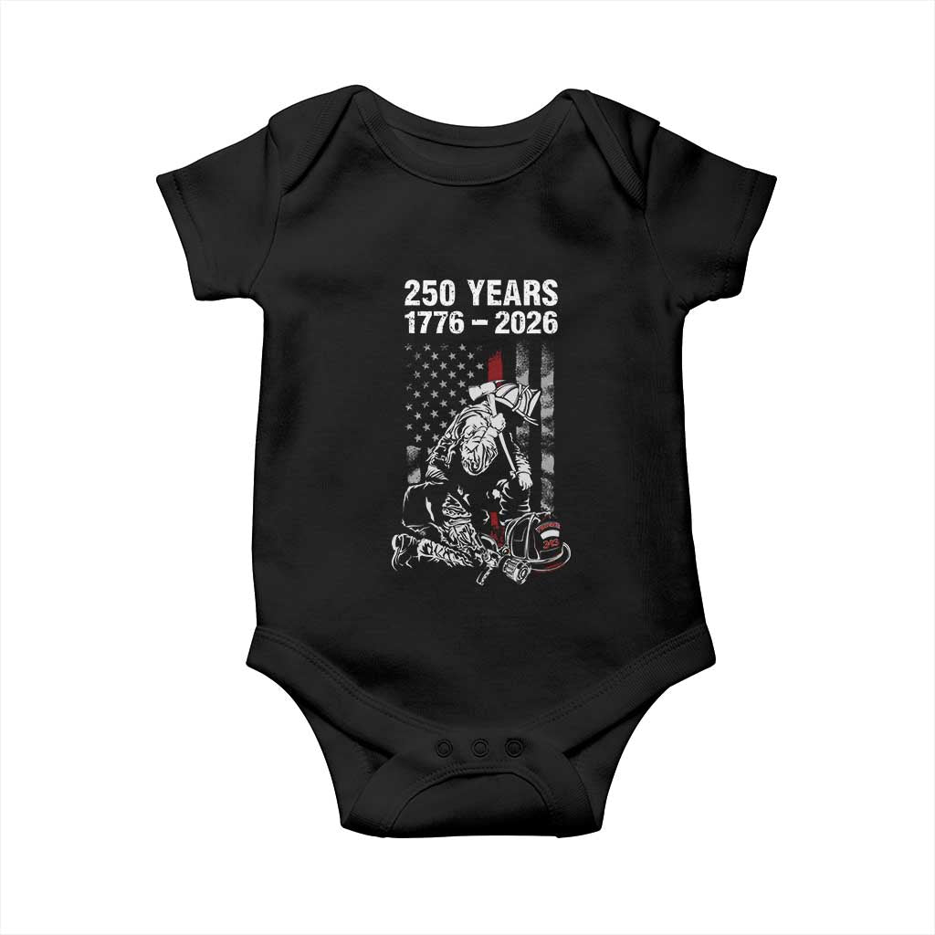 Fireman 250 Years of America Baby Onesie Firefighter Red US Patriotic 4th Of July TS14 Black Print Your Wear