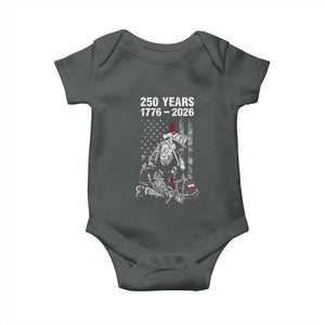 Fireman 250 Years of America Baby Onesie Firefighter Red US Patriotic 4th Of July TS14 Dark Heather Print Your Wear