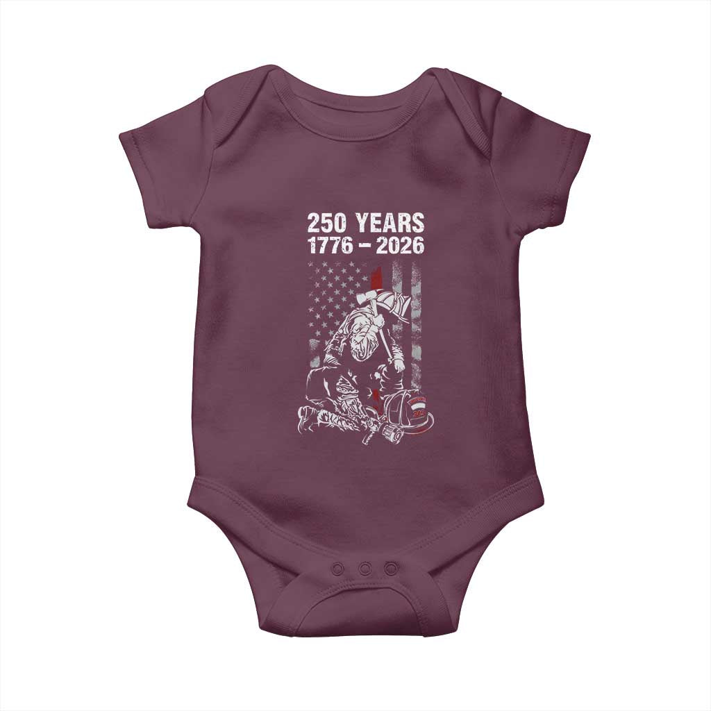 Fireman 250 Years of America Baby Onesie Firefighter Red US Patriotic 4th Of July TS14 Maroon Print Your Wear