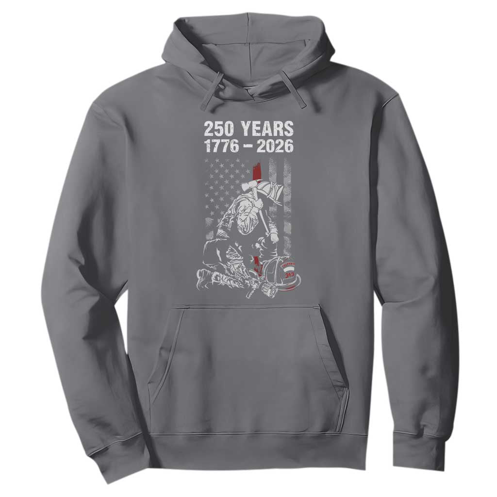 Fireman 250 Years of America Hoodie Firefighter Red US Patriotic 4th Of July TS14 Charcoal Print Your Wear