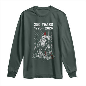 Fireman 250 Years of America Long Sleeve Shirt Firefighter Red US Patriotic 4th Of July TS14 Dark Forest Green Print Your Wear
