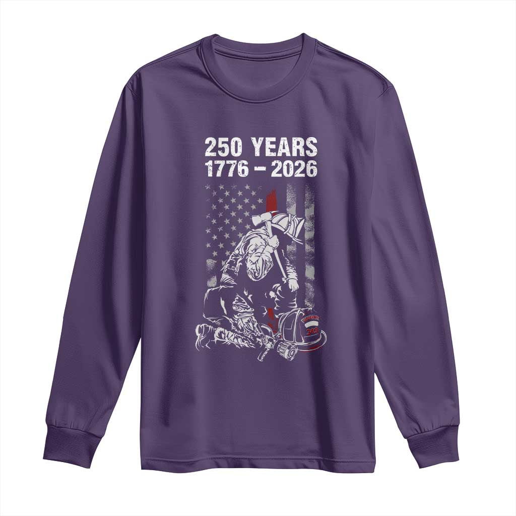 Fireman 250 Years of America Long Sleeve Shirt Firefighter Red US Patriotic 4th Of July TS14 Purple Print Your Wear