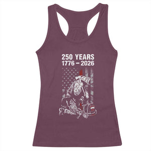 Fireman 250 Years of America Racerback Tank Top Firefighter Red US Patriotic 4th Of July TS14 Maroon Print Your Wear