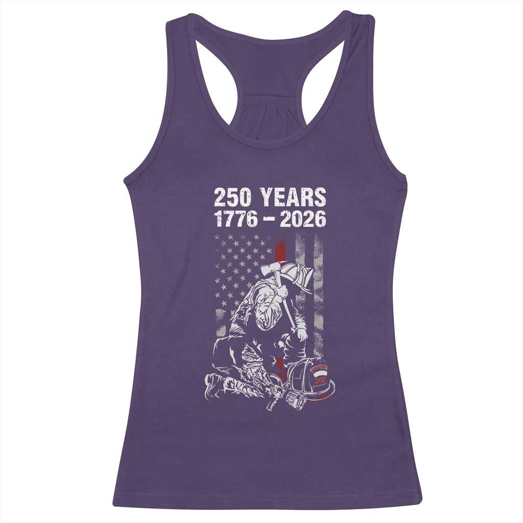 Fireman 250 Years of America Racerback Tank Top Firefighter Red US Patriotic 4th Of July TS14 Purple Print Your Wear