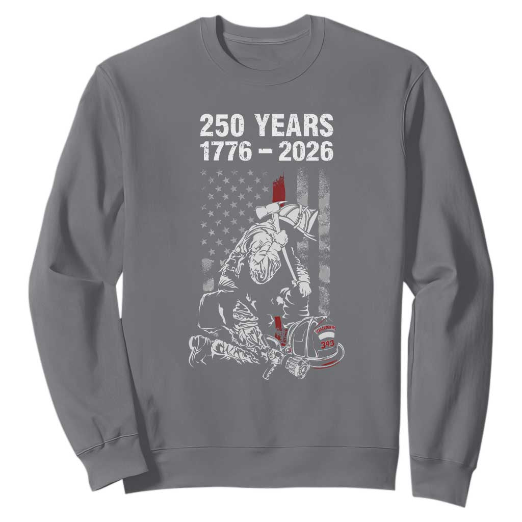 Fireman 250 Years of America Sweatshirt Firefighter Red US Patriotic 4th Of July TS14 Charcoal Print Your Wear