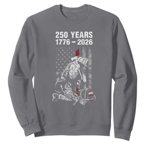 Fireman 250 Years of America Sweatshirt Firefighter Red US Patriotic 4th Of July TS14 Charcoal Print Your Wear