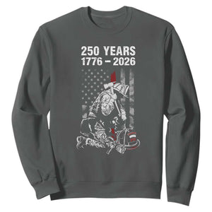 Fireman 250 Years of America Sweatshirt Firefighter Red US Patriotic 4th Of July TS14 Dark Heather Print Your Wear