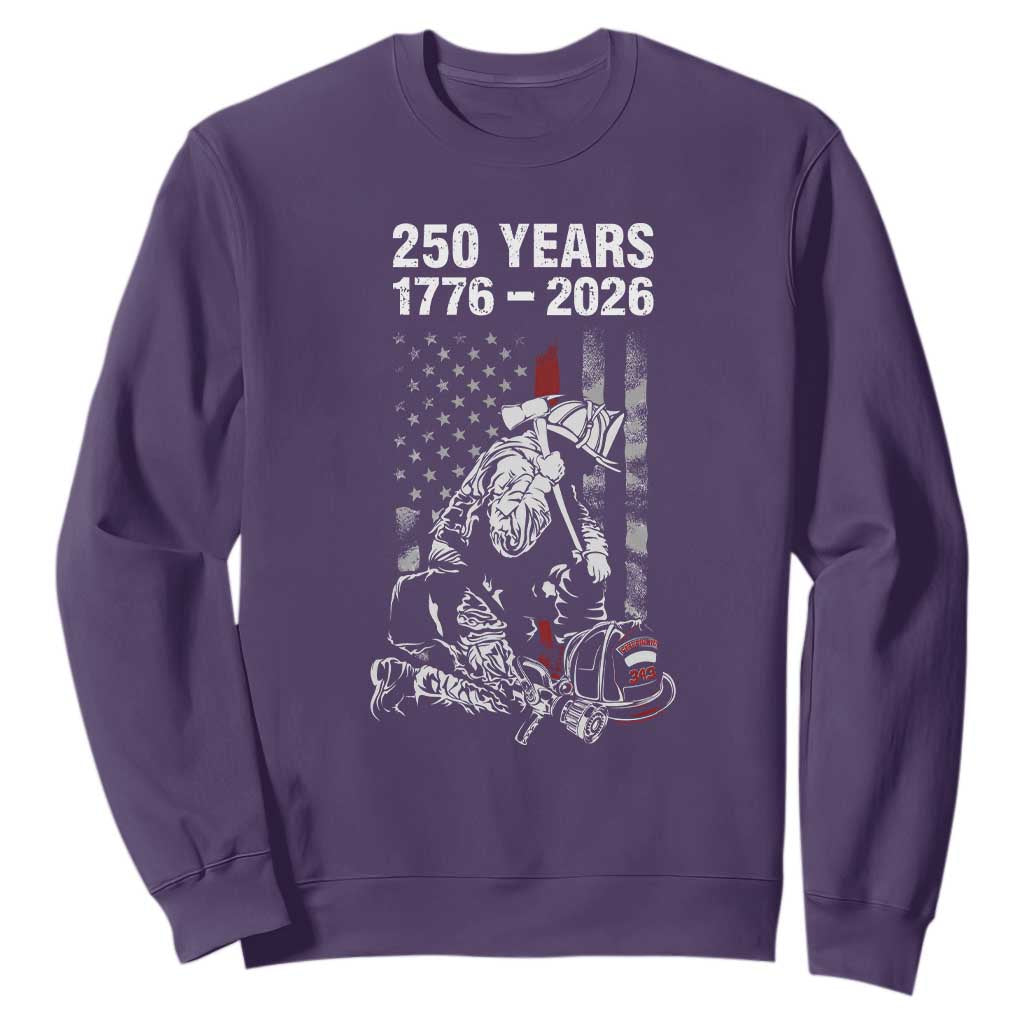 Fireman 250 Years of America Sweatshirt Firefighter Red US Patriotic 4th Of July TS14 Purple Print Your Wear