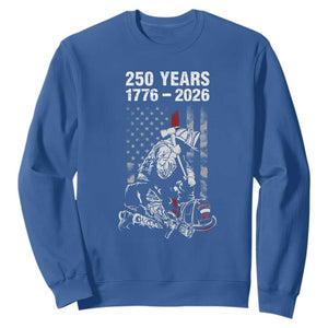 Fireman 250 Years of America Sweatshirt Firefighter Red US Patriotic 4th Of July TS14 Royal Blue Print Your Wear