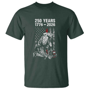 Fireman 250 Years of America T Shirt Firefighter Red US Patriotic 4th Of July TS14 Dark Forest Green Print Your Wear