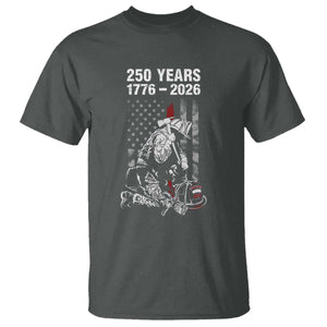 Fireman 250 Years of America T Shirt Firefighter Red US Patriotic 4th Of July TS14 Dark Heather Print Your Wear