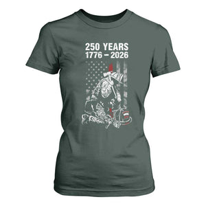 Fireman 250 Years of America T Shirt For Women Firefighter Red US Patriotic 4th Of July TS14 Dark Forest Green Print Your Wear