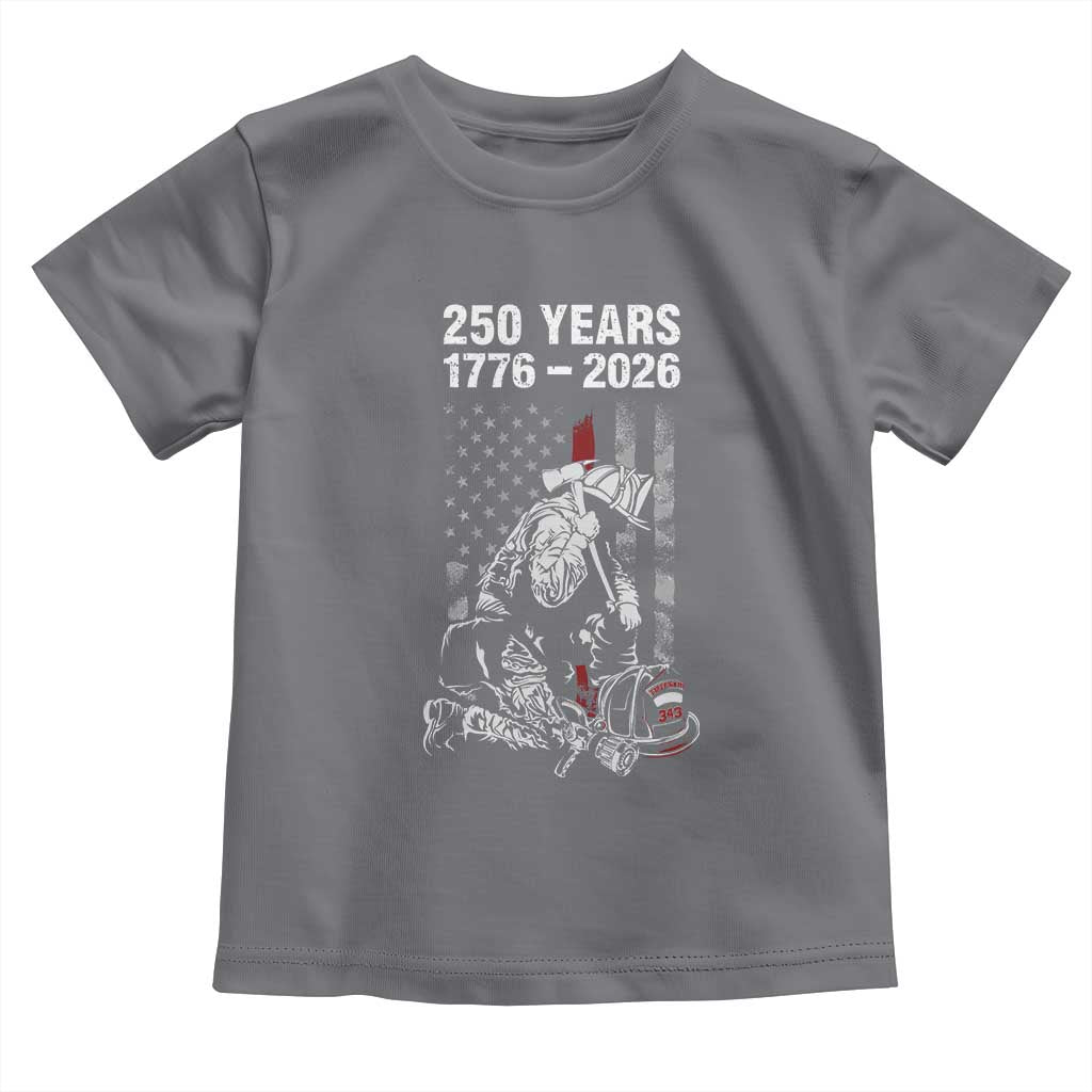Fireman 250 Years of America Toddler T Shirt Firefighter Red US Patriotic 4th Of July TS14 Charcoal Print Your Wear